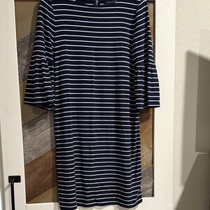 White House Black Market Navy and White Striped Dress